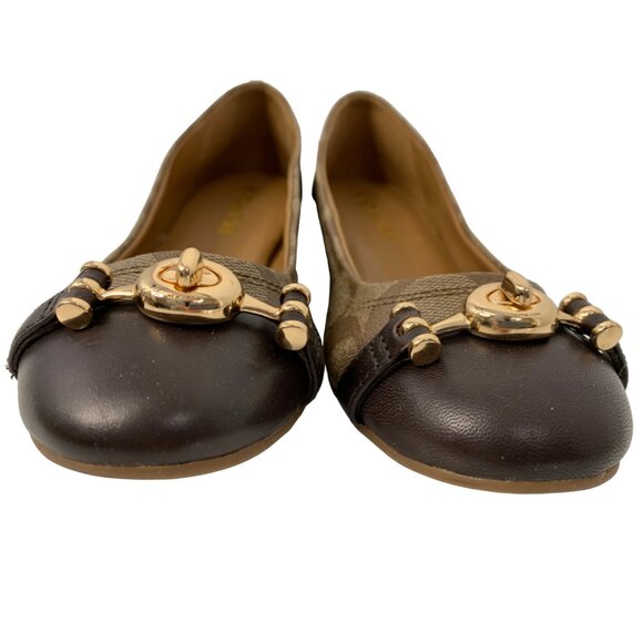 Coach Leila Signature Canvas & Leather Ballet Flats Brown Size 5.5 New 7966 - Picture 5 of 12